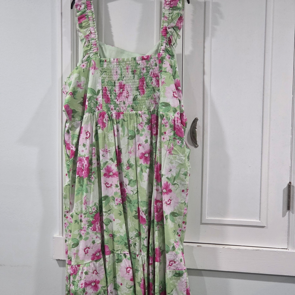 Torrid Green and Pink Floral Midi Dress - Picture 4 of 6